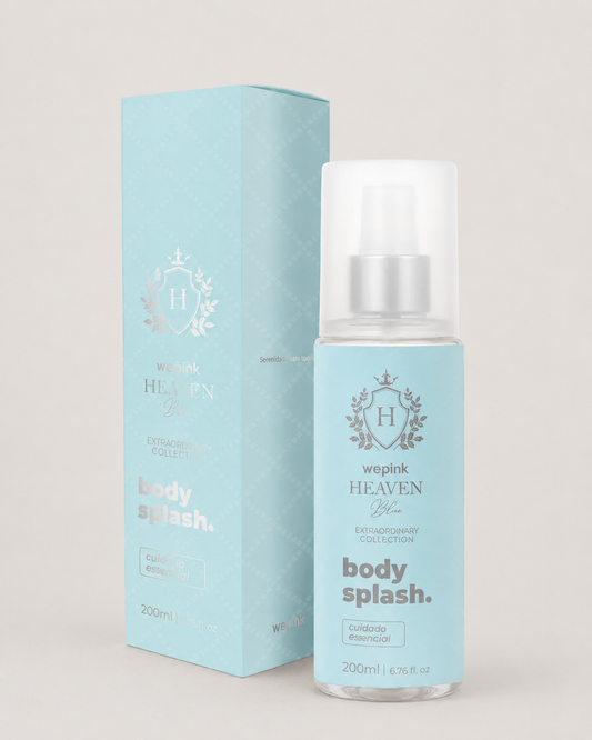 Body Splash Heaven Blue Wepink com caixa em fundo cinza